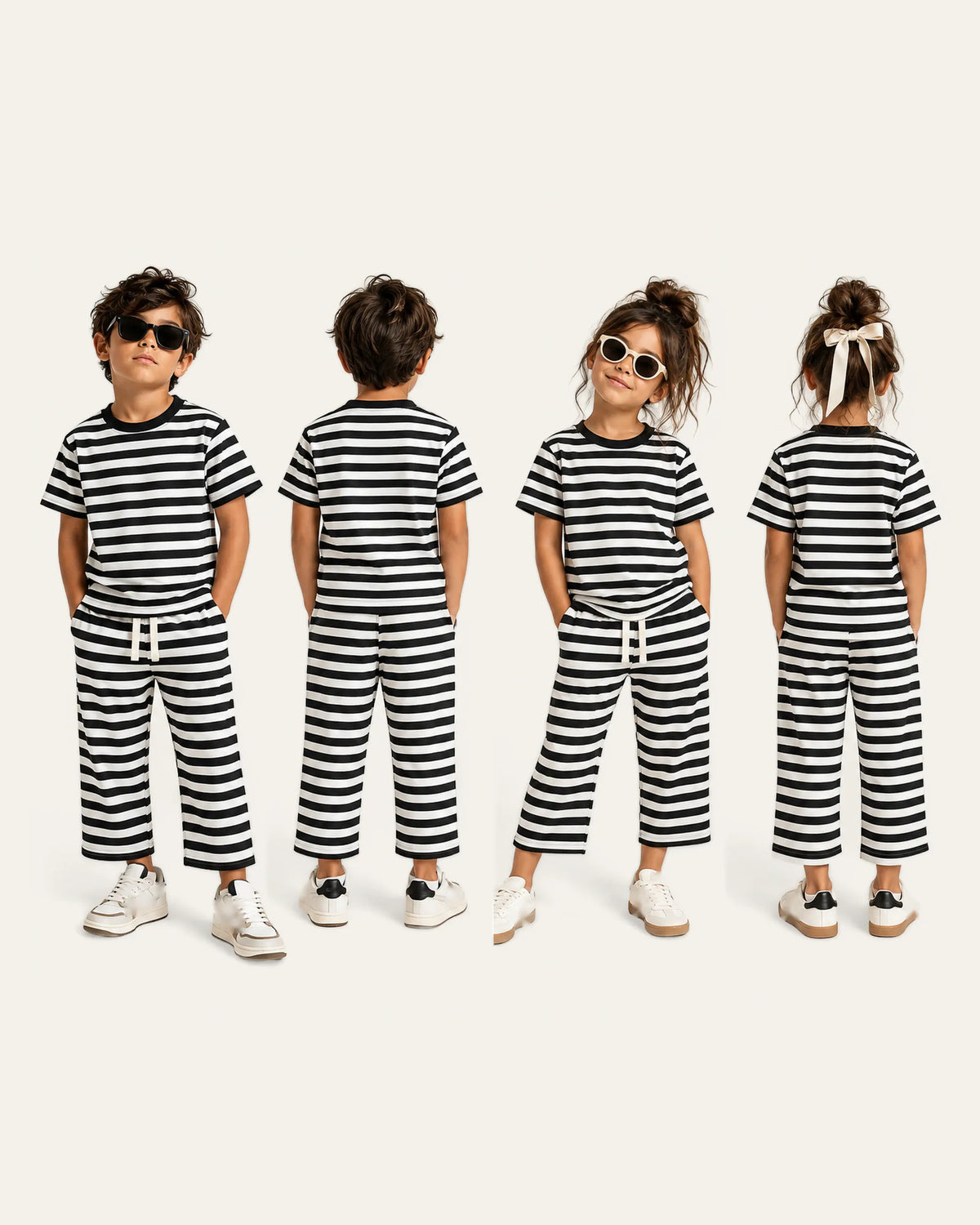 Mi Regalia Sets Felix Black & White Striped Cotton Two-Piece Set Felix Black & White Striped Two-Piece Set for Kids