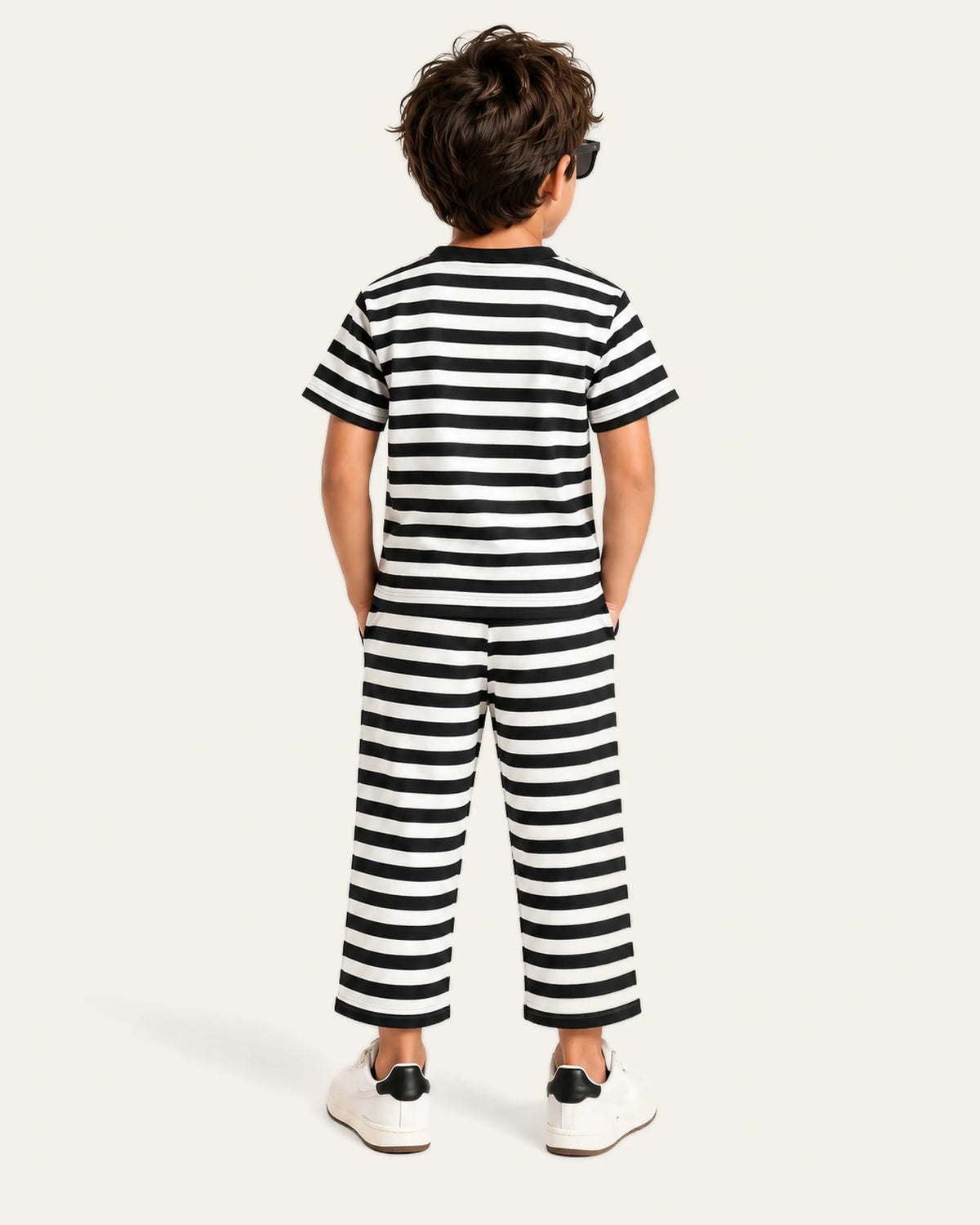 Mi Regalia Sets Felix Black & White Striped Cotton Two-Piece Set Felix Black & White Striped Two-Piece Set for Kids