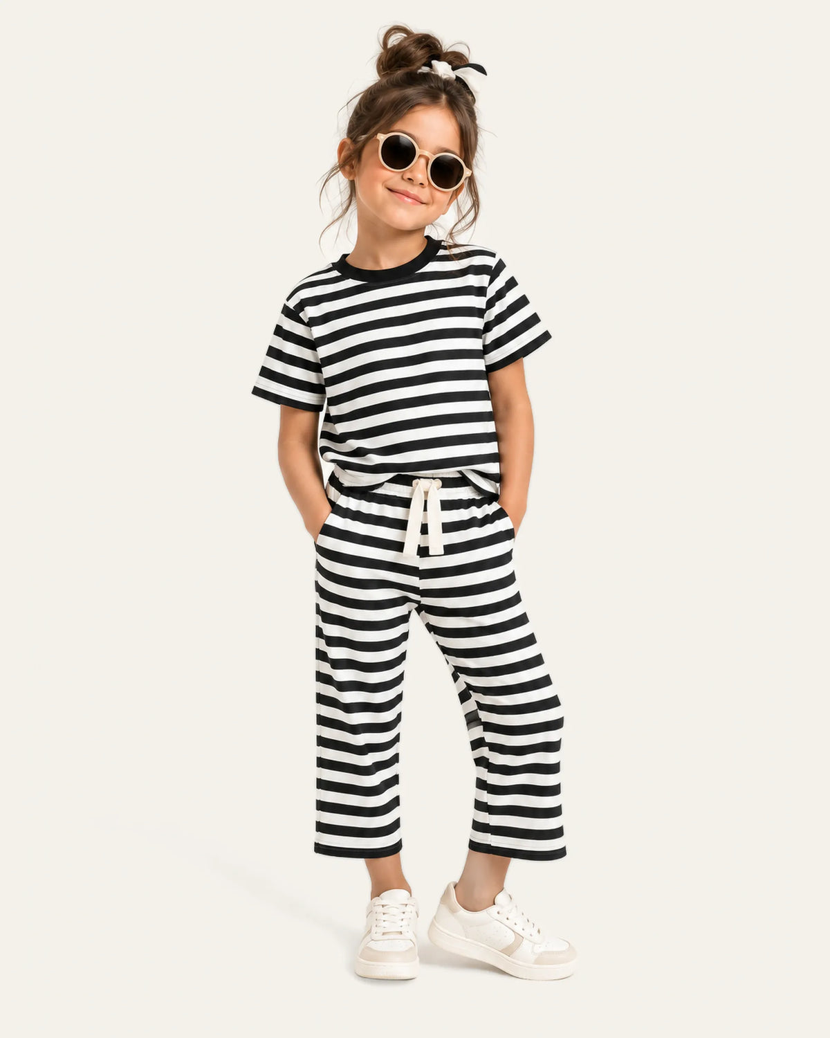 Mi Regalia Sets Felix Black & White Striped Cotton Two-Piece Set Felix Black & White Striped Two-Piece Set for Kids