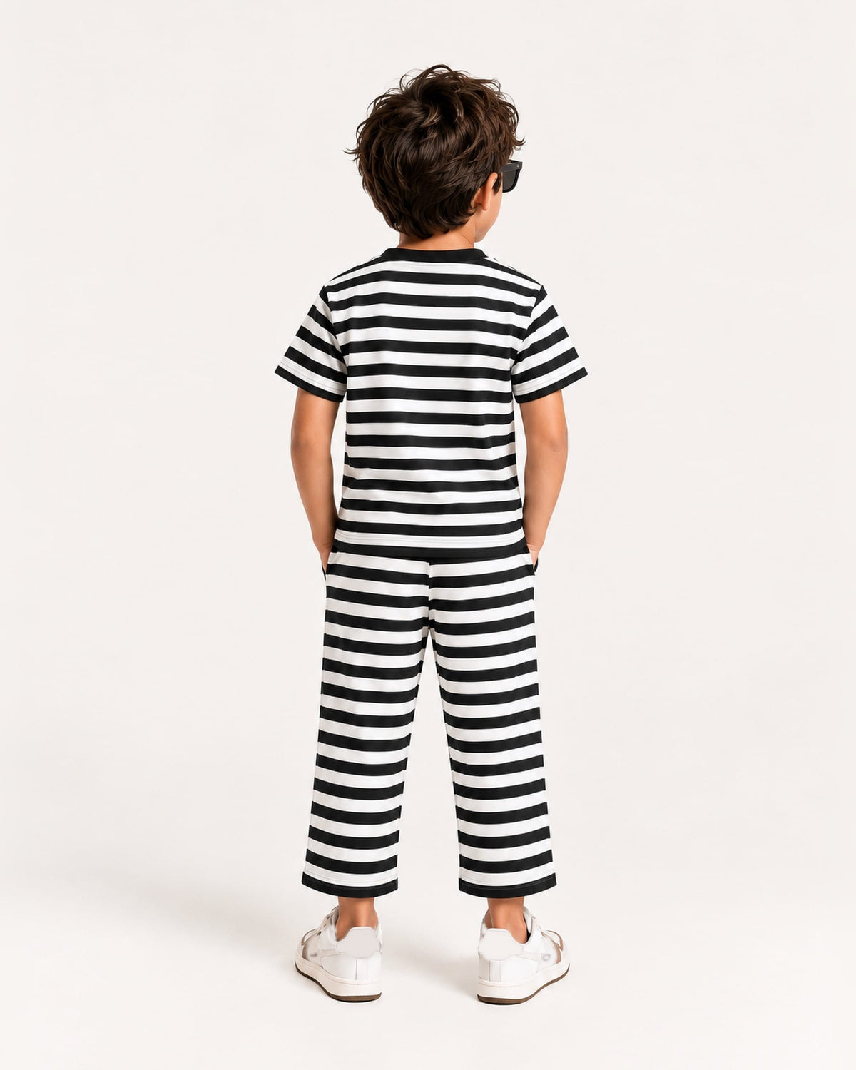 Mi Regalia Sets Felix Cotton Two-Piece Set – Luxury Kids Black & White Striped Outfit Felix Striped Cotton Two-Piece Set for Kids
