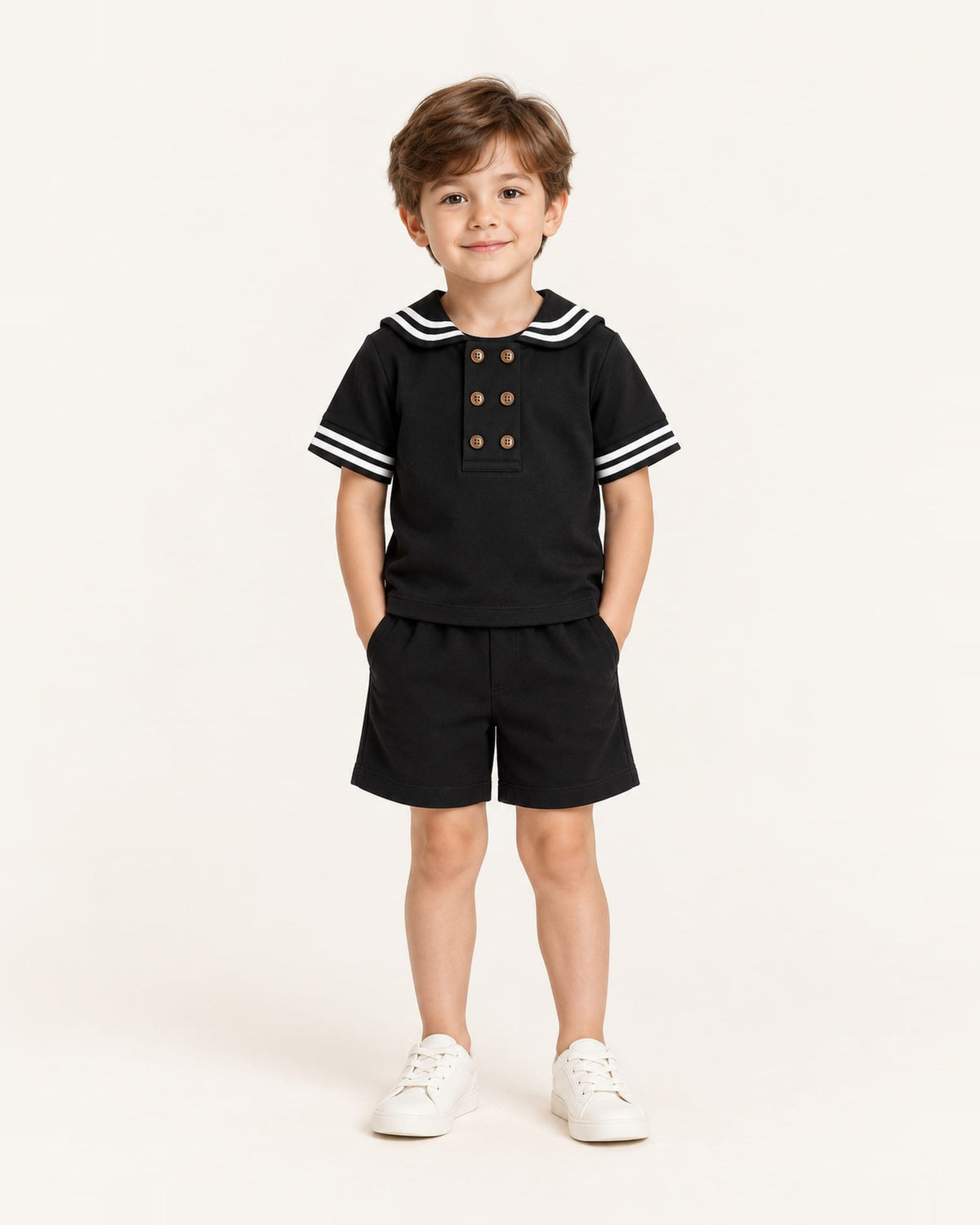 Mi Regalia Sets Langston Sailor Short Set Black Langston Sailor Short Set Black | Mi Regalia