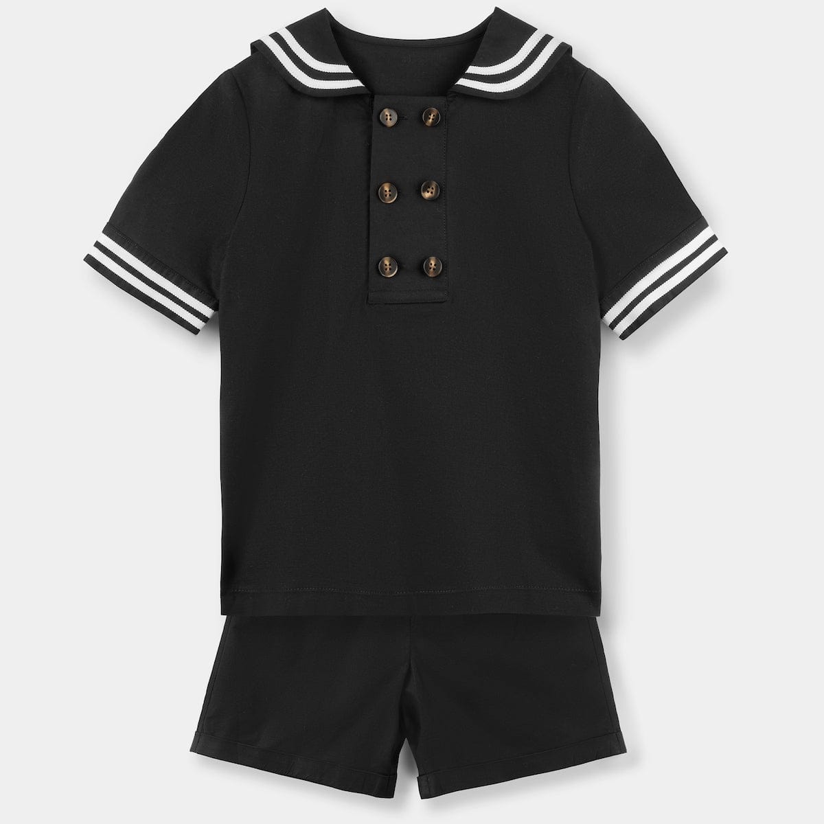 Mi Regalia Sets Langston Sailor Short Set Black Langston Shirt & Shorts Set Black for Kids | Mi Regalia