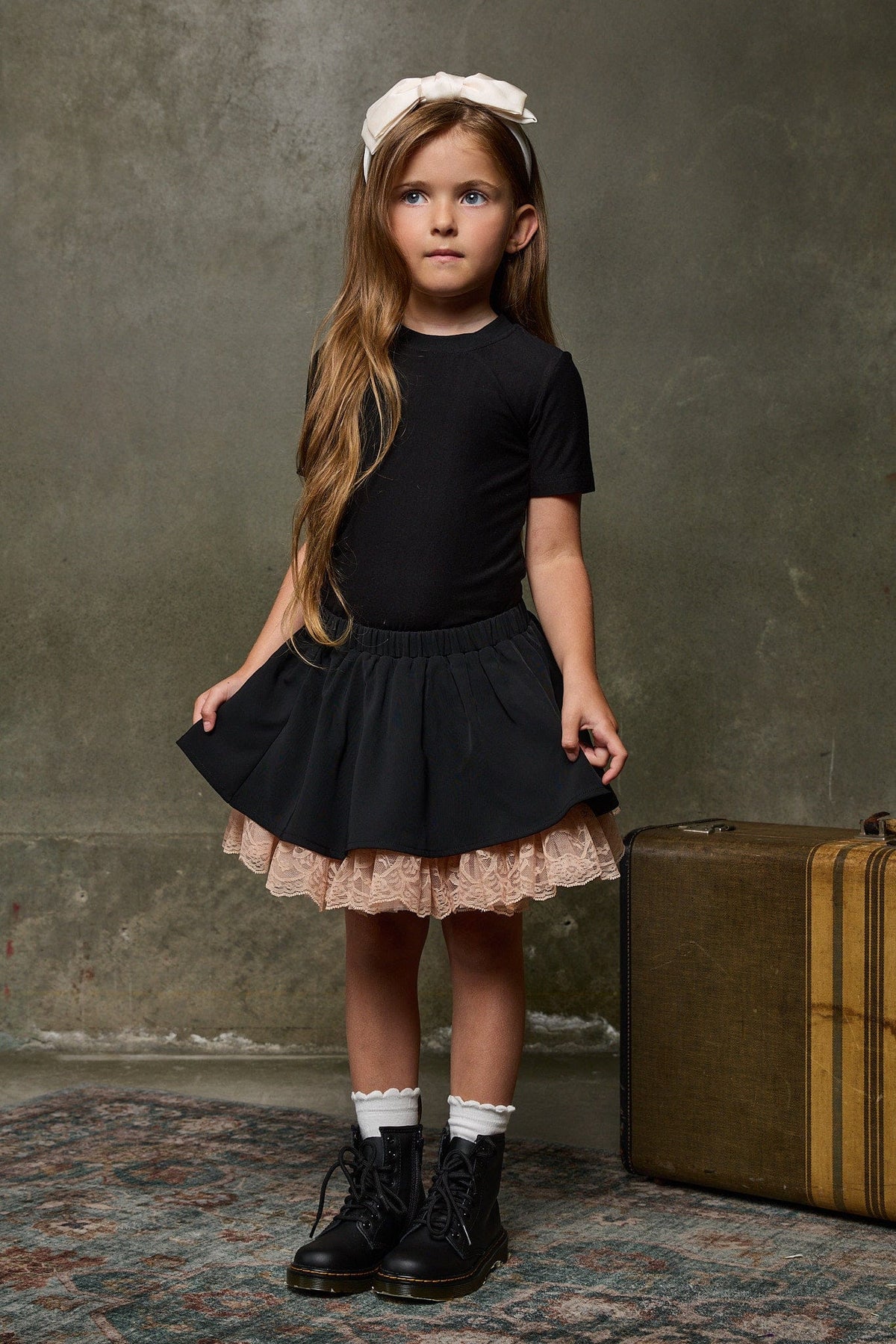 Mi Regalia Skirt Multi-Layer Tulle Skirt – Luxury Kids Party Skirt with Satin Waistband &amp; Embroidered Lace Hem Multi-Layer Tulle Skirt | Luxury Kids Party Skirt