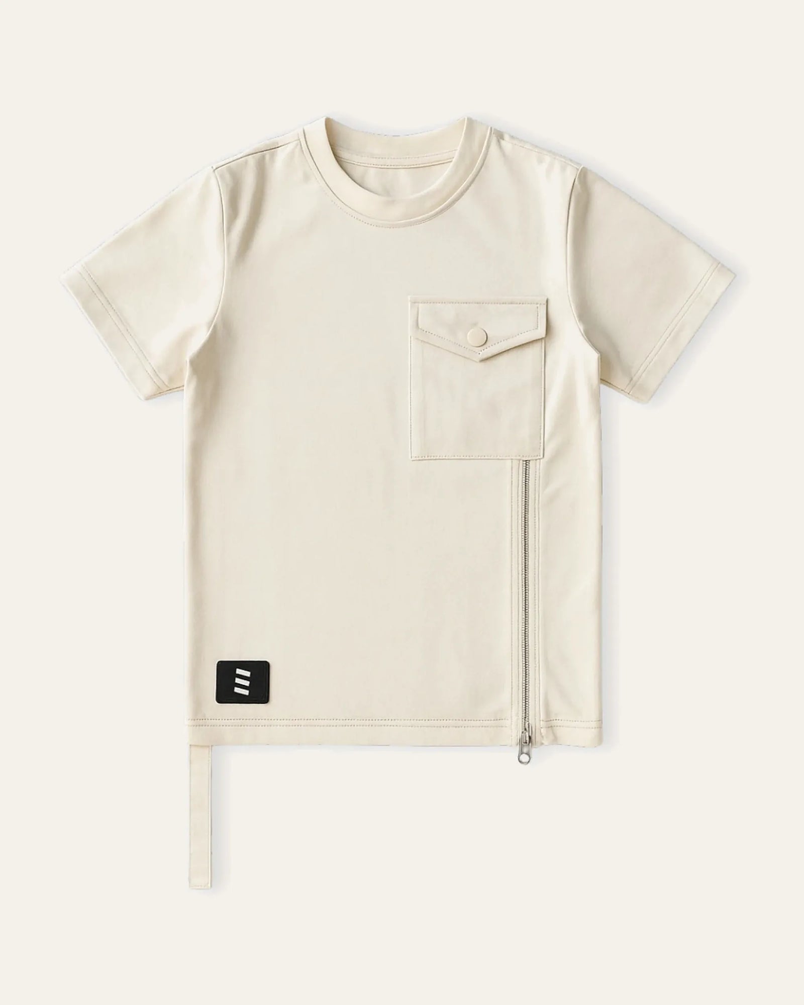 Mi Regalia T-shirts Jules Beige Utility Tee Jules Beige Utility Tee for Kids | Pocket & Zip Detail