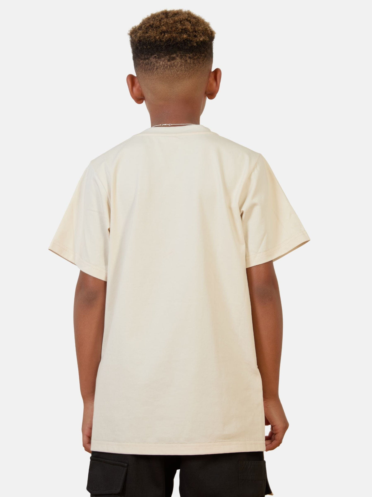 Mi Regalia T-shirts Jules Beige Utility Tee – Luxury Kids Cotton-Blend with Pocket & Zipper Detail Beige Utility T-Shirt | Luxury Kids Cotton-Blend Tee