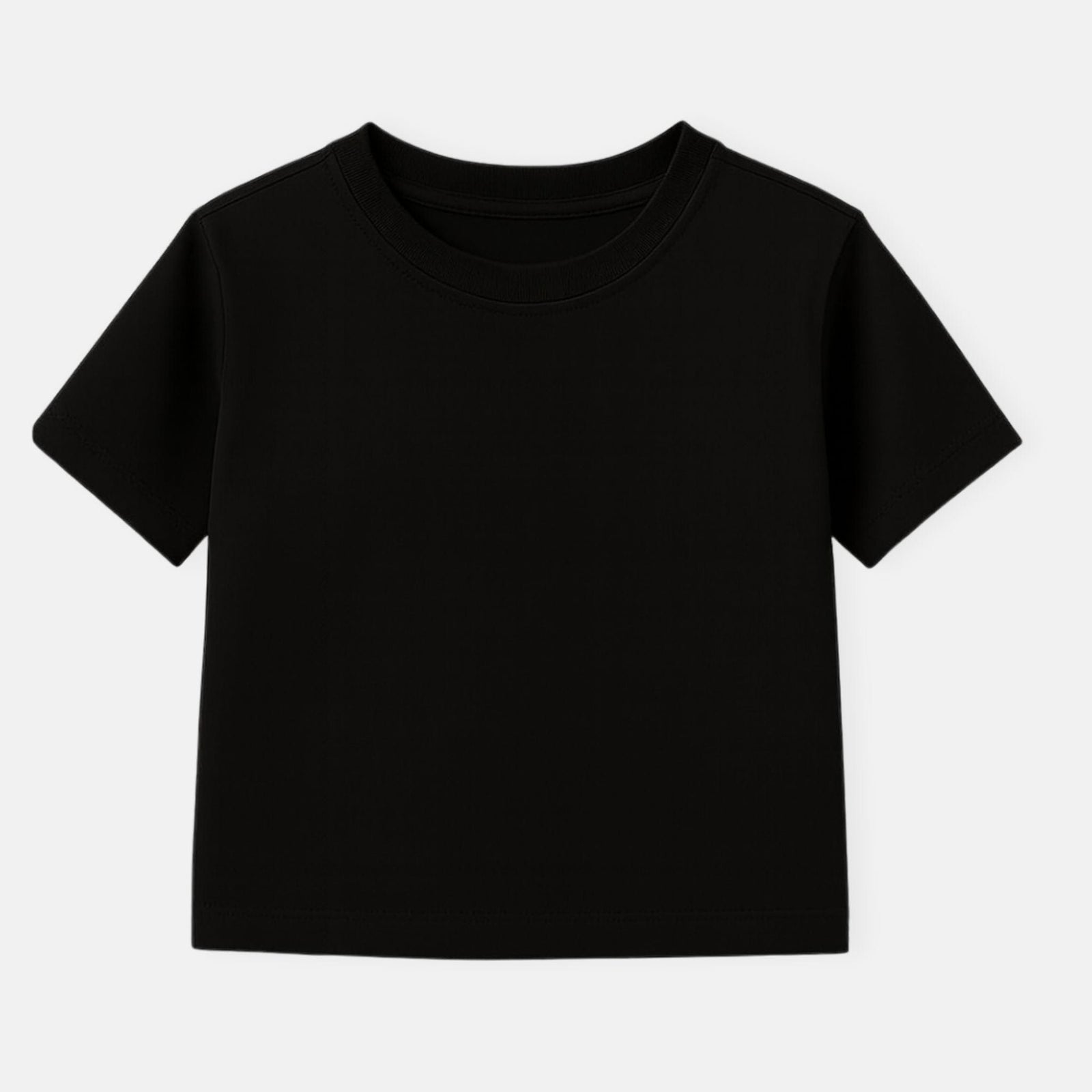 MI REGALIA Tops Classic Black Tee – Luxury Kids Cotton Jersey T-Shirt with Ribbed Crewneck & Reinforced Seams (Sizes 5Y–10Y) Classic Black Tee | Luxury Kids Cotton T-Shirt