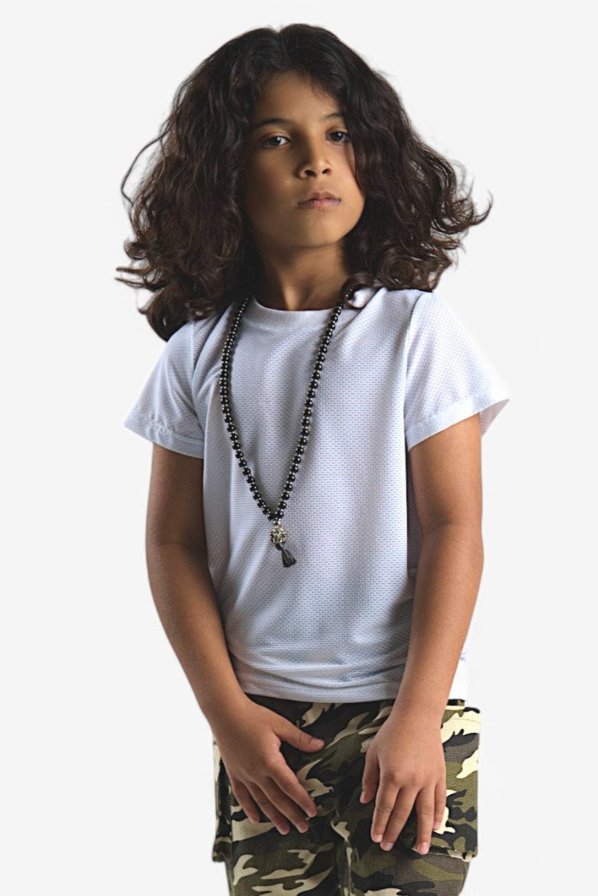 Mi Regalia Tops Hugh Lightweight Mesh White Tee Hugh Lightweight Mesh White Tee