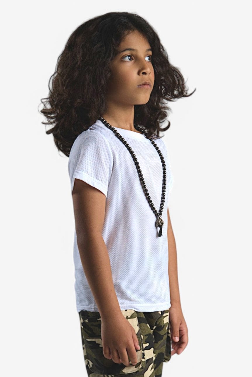 Mi Regalia Tops Hugh Lightweight Mesh White Tee Hugh Lightweight Mesh White Tee