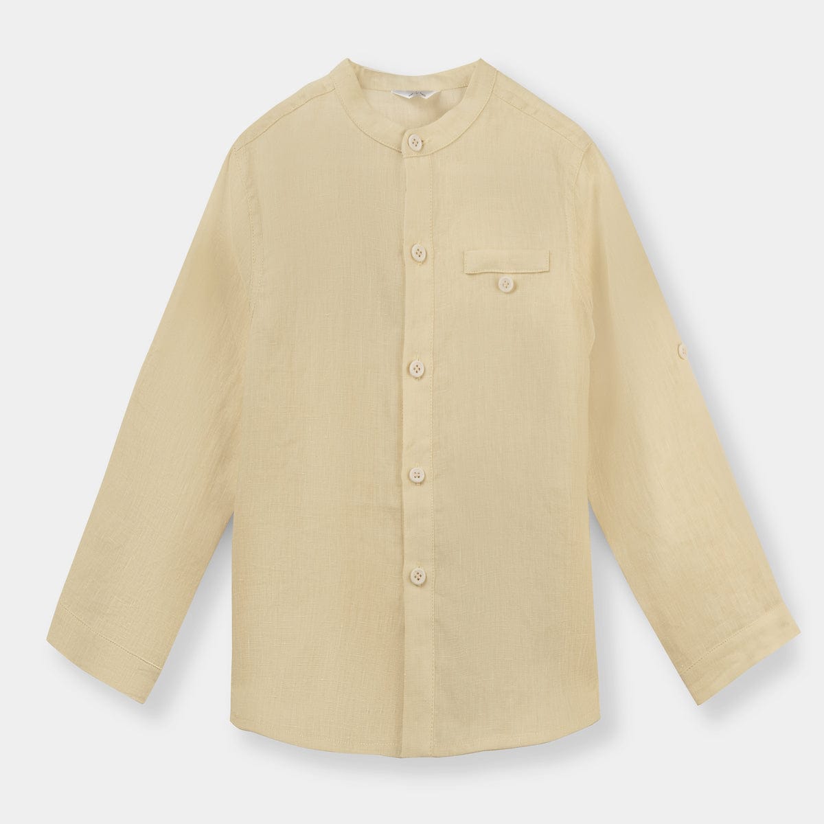 Mi Regalia Tops Oliver Yellow Linen Button-Up Shirt Oliver Shirt Linen Yellow for Boys | MI REGALIA Kidswear