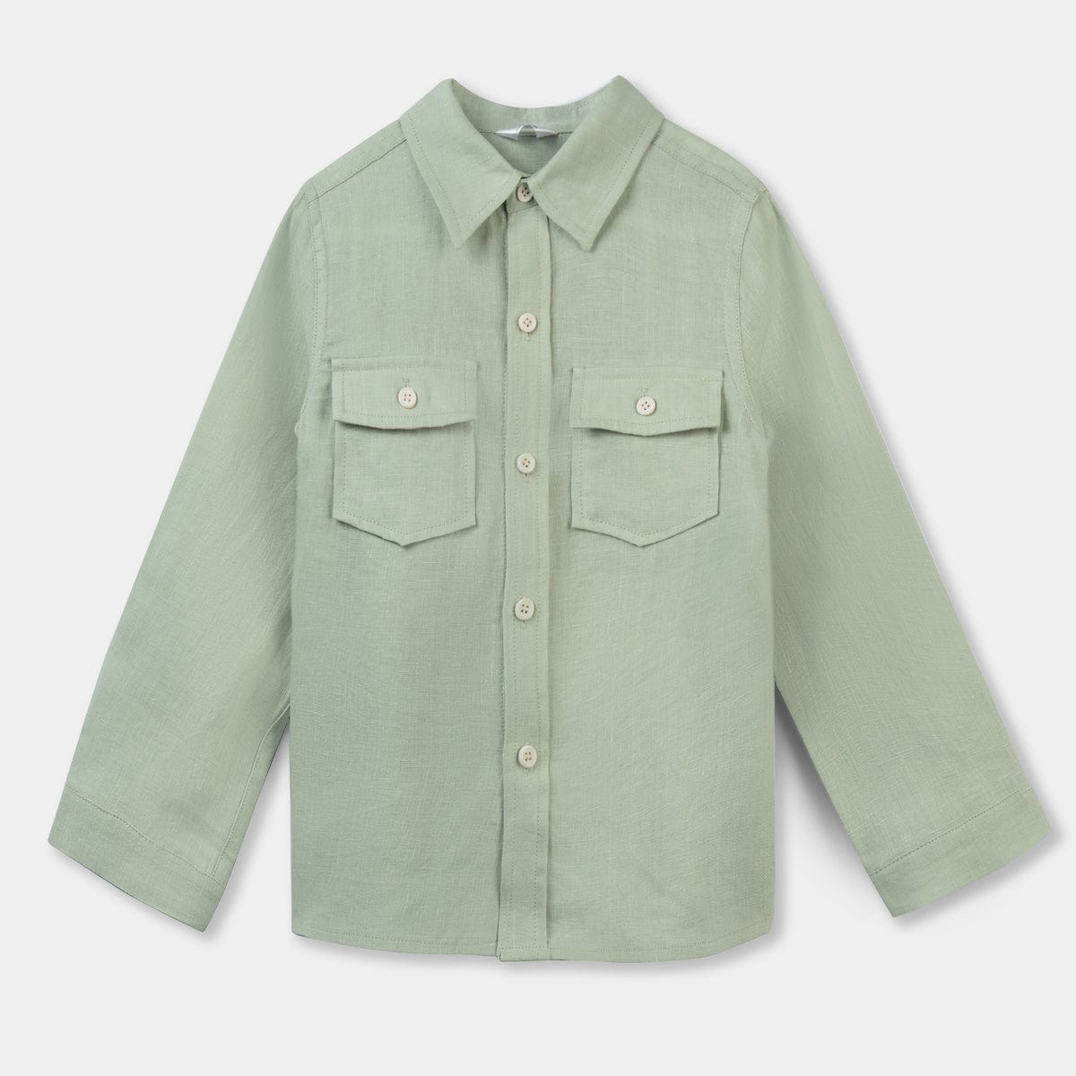 Mi Regalia Tops Rhett Sage Linen Button-Up Shirt Rhett Sage Linen Button-Up Shirt